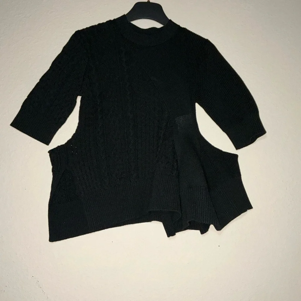 NWOT SACAI Cable Knit Flared Top - Black SIZE 1 (S) - Picture 6 of 12